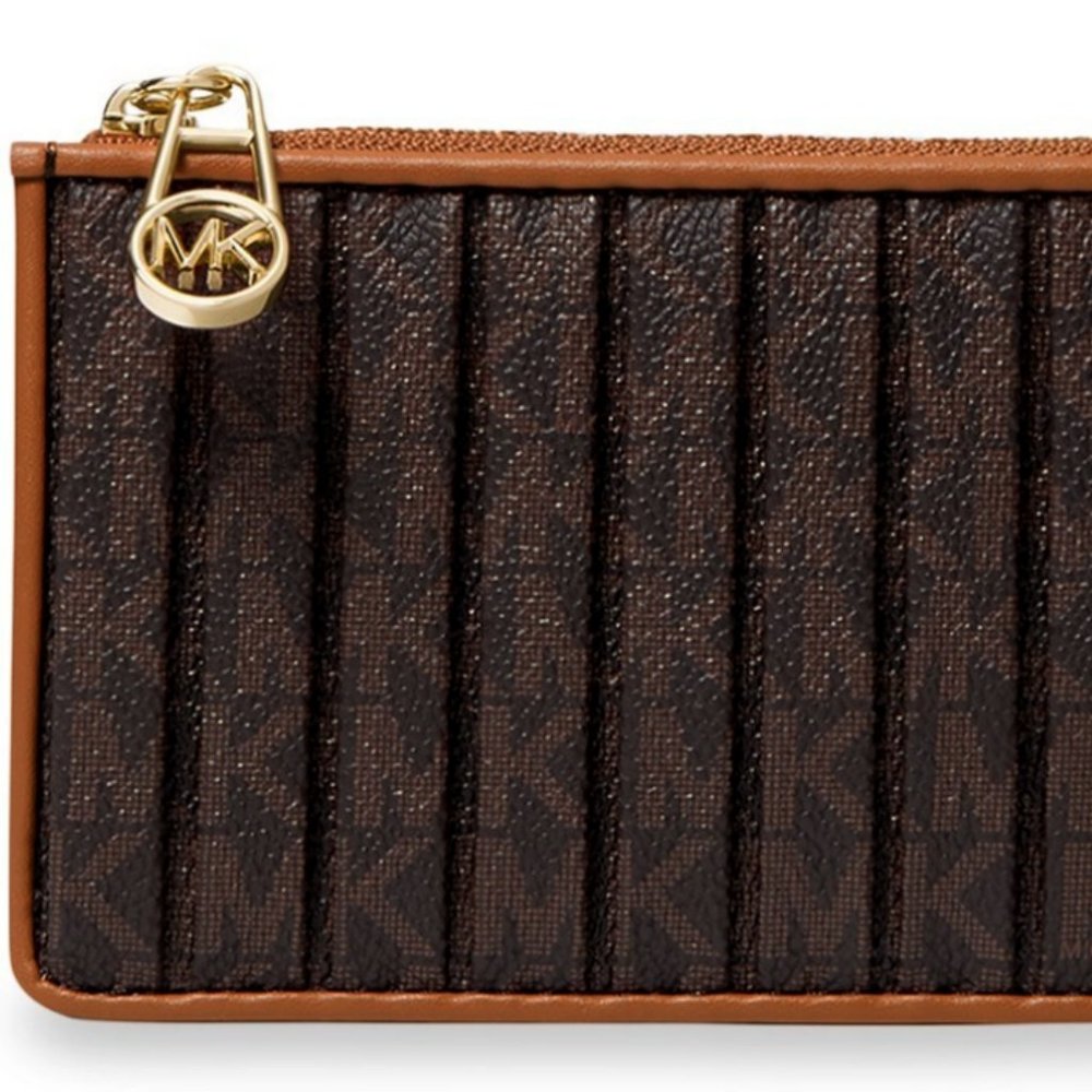 MICHAEL KORS Medium Jet Set Charm Slim Card Case in Brown Corn MSRP$158